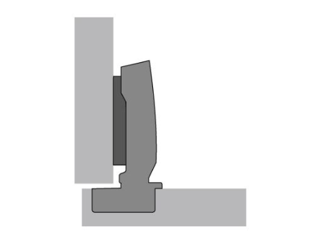Esquema de montaje de bisagra Hettich Sensys en puerta de cocina