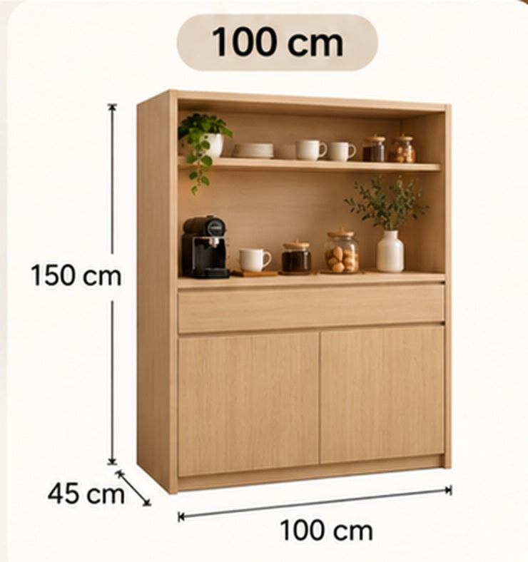 Modelo 100 cm ancho, 150 cm alto y 45 cm fondo, un cajón y dos puertas