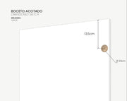 Esquema de mecanizado para bisagra de puerta de cocina a medida, con cazoleta de 35 mm y posición a 13,5 cm.