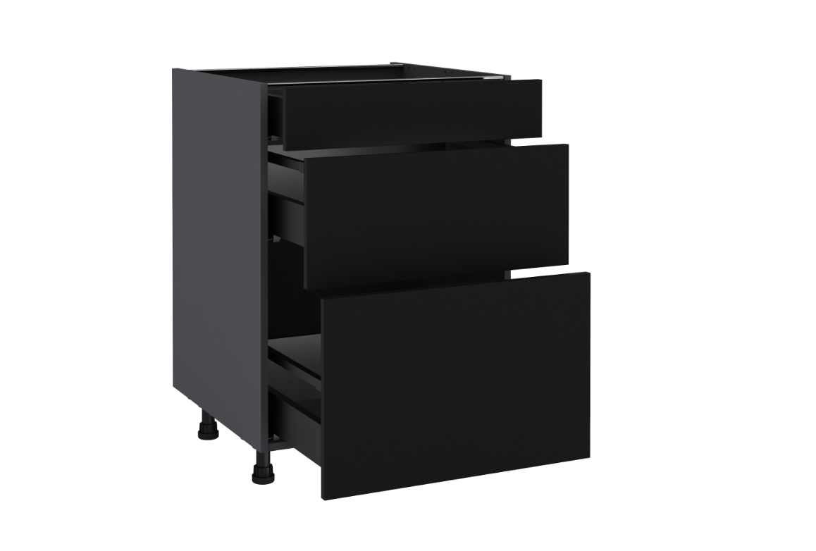 Mueble bajo de cocina de 60 cm con 1 cajón y 2 caceroleros